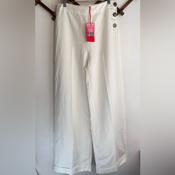 Max&Co white linen blend sailor pants trouser US size 4/Eu8 NWT - Picture 1 of 10